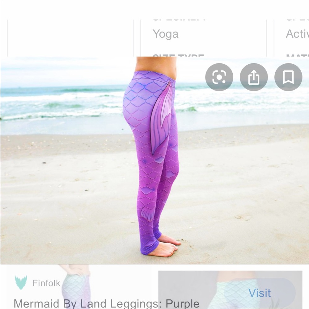 Mermaid-Print Purple Leggings - Women's Activewear